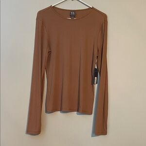 Worthington Long Sleeve Top in Warm Brown